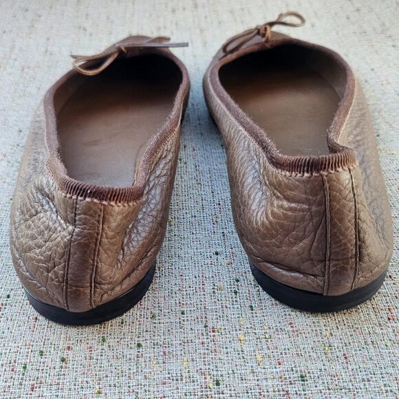 Gucci Women sandal Flat Brown Leather Upper G Logo Ballet Shoe Made Italy 38.5 - Picture 8 of 12